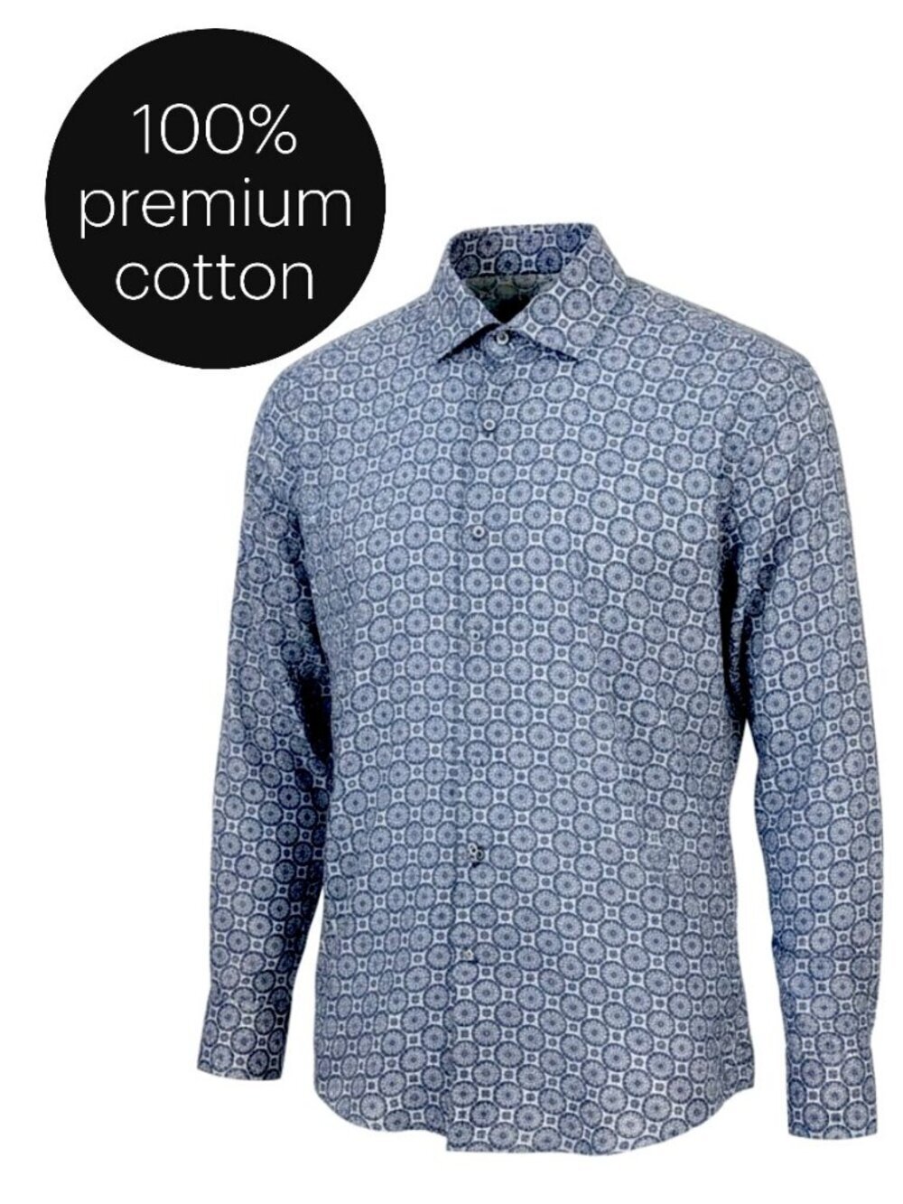 OXLEY PARIS Geometric Print Button-Up Shirt 100% premium cotton  large
